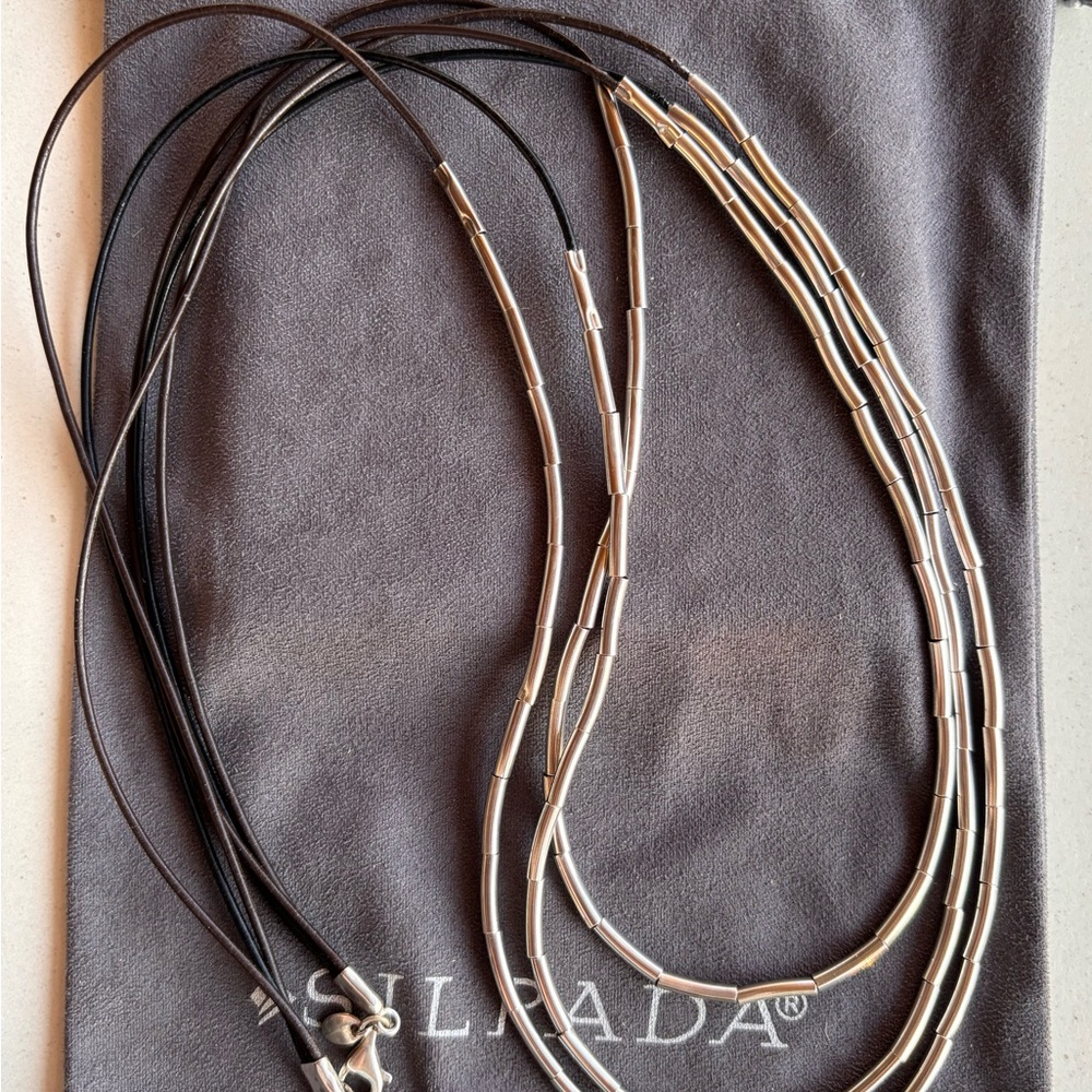 SILPADA 925 Sterling Flash 30” Black/Brown Leather Necklace N2196